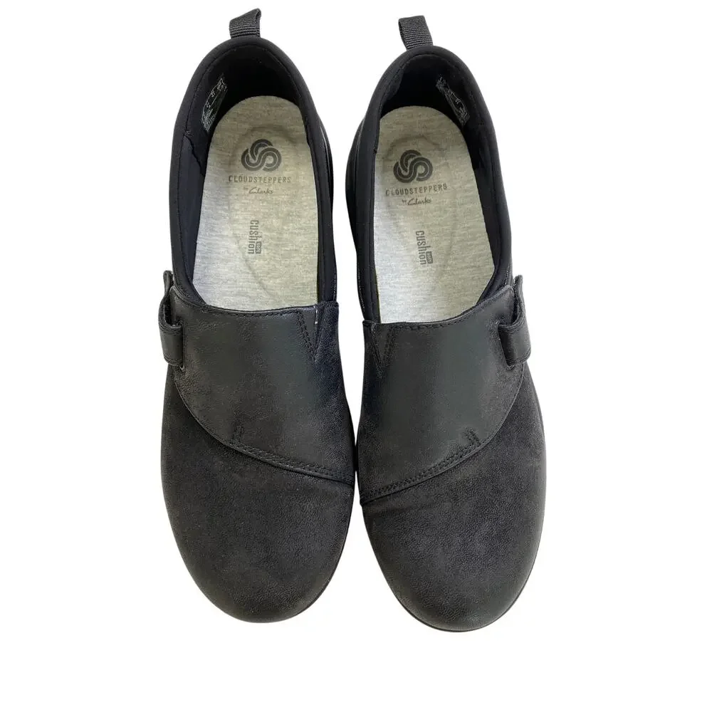 Clarks Cloudsteppers Sillian 2.0 Ease Black Loafer Wedge Heel Comfort Womens 9.5